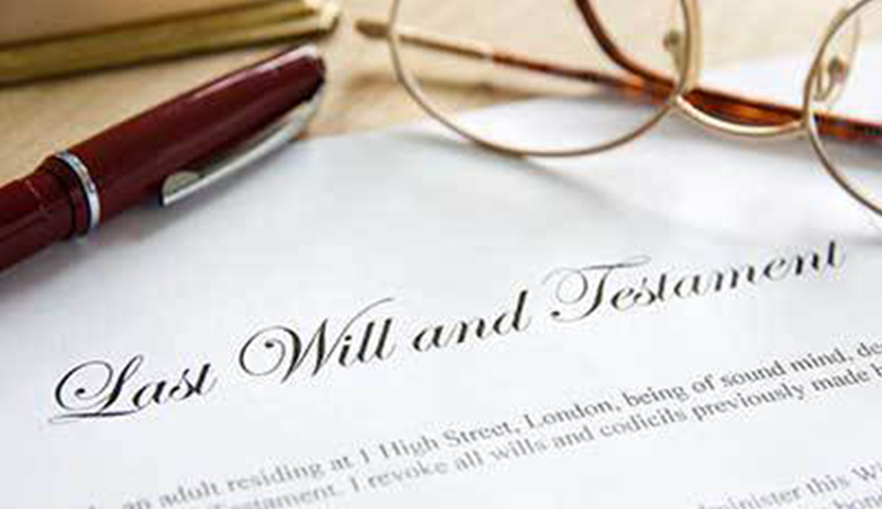 Close up of Last Will and Testament